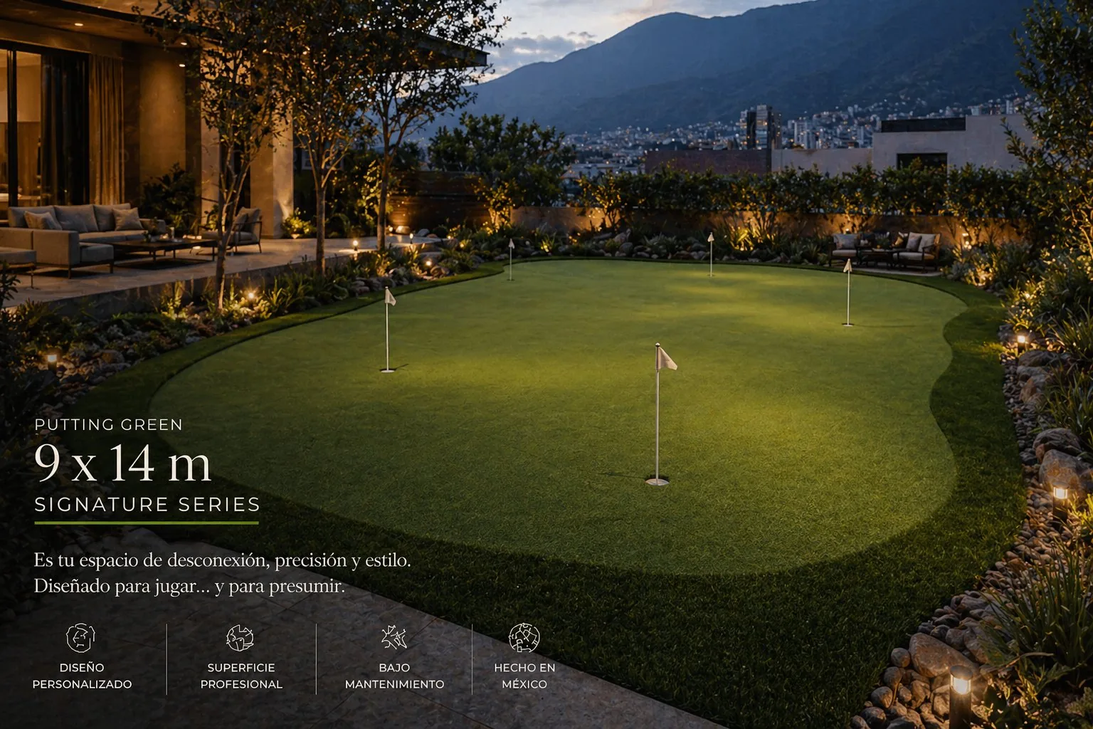 Putting green 9x14m Estate 126m² rancho casa de campo México